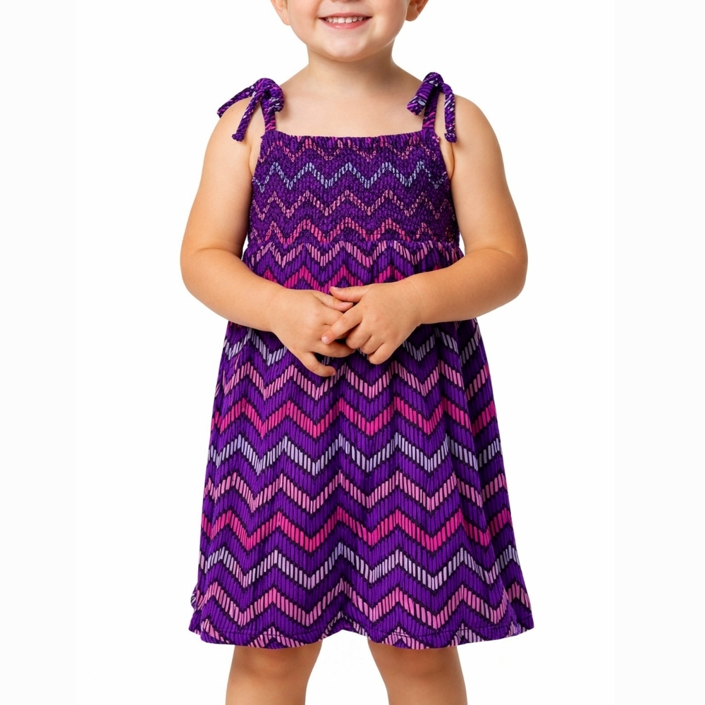 Cat & Jack‎ Toddler Girl Purple Chevron Romper Size 3T Smocked